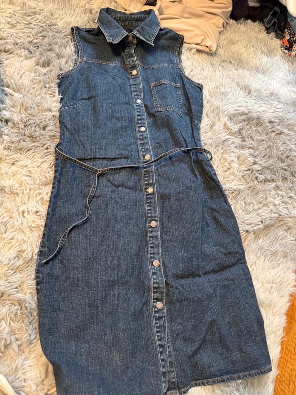 Old Navy Dark Blue Denim Button-Front Sleeveless Dress